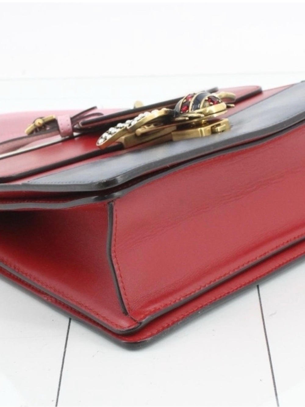 Gucci Queen Margaret Leather handbag shoulder bag blue red color white - Picture 4 of 5